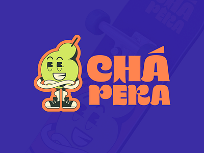 Cha Pera - Skate Branding branding design flat graphic design hipster iconic illustration logo pear playful logo skate skateboard skateboard art sticker street streetwear logo trendy urban vector vibrant colors