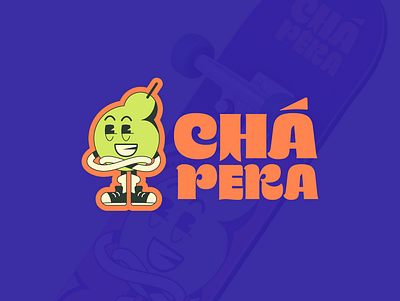 Cha Pera - Skate Branding branding design flat graphic design hipster iconic illustration logo pear playful logo skate skateboard skateboard art sticker street streetwear logo trendy urban vector vibrant colors