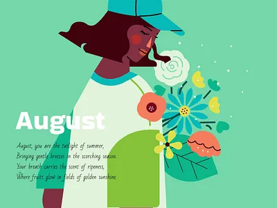 小园素作品 ：鲜花盛放的八月 design flat graphic design illustration vector