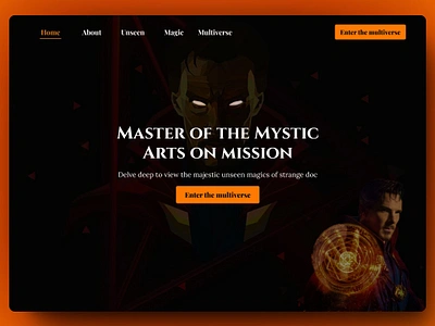 Dr Strange Landing page design button comic design dr strange magic marvel mystery ui