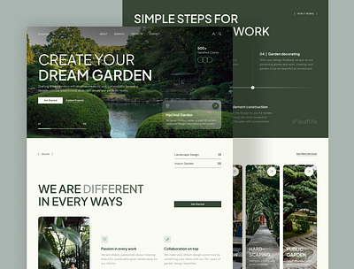 LeafLife – Garden Landscape Design Service Website UI customizable design design inspiration design services figma design figma template framer design framer ui garden design garden services landscape architecture landscape design outdoordesign ui inspiration ui showcase ui template ui trends ux design uxui website design website template