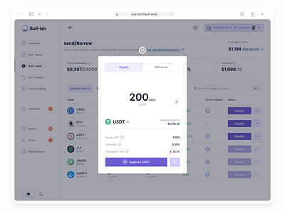 Bull-ish: Supply asset modal blockchain crypto lending supply web 3