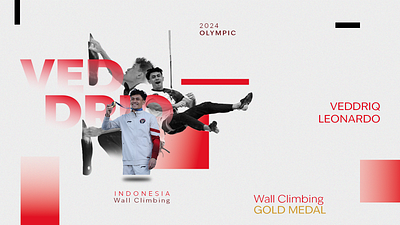 Veddriq Leonardo | Gold Men's Speed·Sport climbing Olympic 2024 branding design graphic design illustration sport design typhography