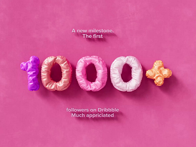 The first 1k+ followers on Dribbble 1k followers animation celebration cinema 4d dribbble milestone pink visual design