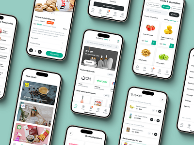 Grocery App UI/UX design app branding design ui ux vector