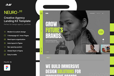 NEURO_02 - Creative Agency UI Kit agency website business website figma landing page landing page template pitch deck portfolio template website template