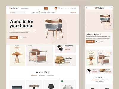 Wood Interior eCommerce website design ecommerce landing page ecommerce website fashion homepage fasihon landing page furniture landing page furniture website home ecommerce home interior home website mobile app mobile responsive shopify shopify store shopify website ui design webapp webapplication webdesign wood