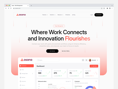 asana - Work Management SaaS website employee employee managing landing page management saas saas landing page saas website uiux work worker