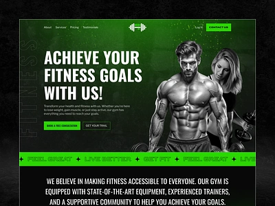 Gym & Fitness Website Concept bodybuilder clean website design e commerce gym fitness website design gym fitness landing page gym fitness website hpmepage landing page minimal modern design ui web design website design