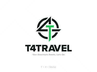 T4travel, Lettermark - Logo Design Concepts 4 logo best travel logo design services brand identity branding custom travel logo design illustration letter t logo letterlogo lettermark logo rimongraphics t logo t4 logo travel letter logo