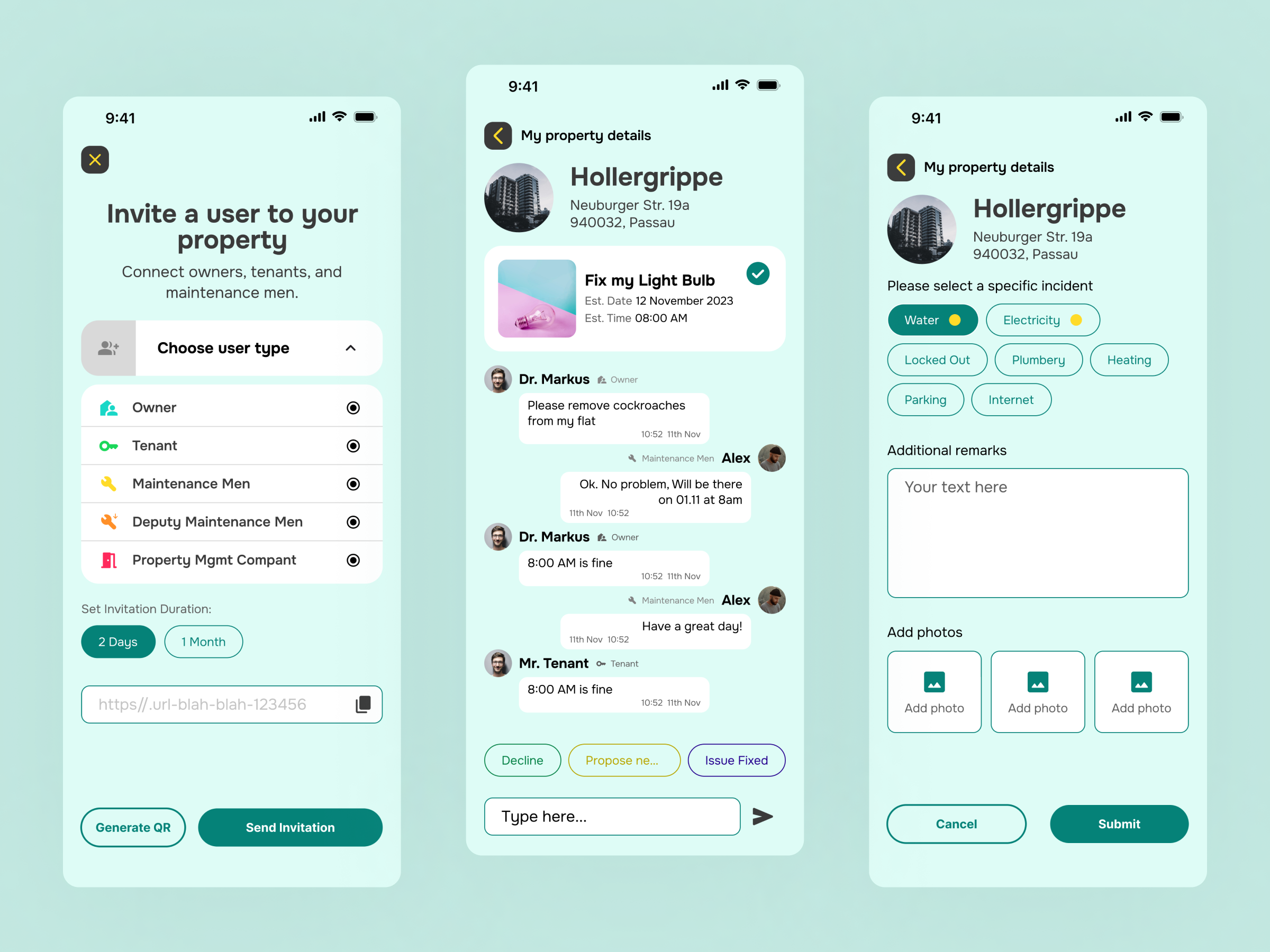 Track and fix breakdowns - Woblu Maintenance app design buttons card design chat checkbox design file upload list maintanance mobile app mobile app design mobile design tag ui user user interface design ux design