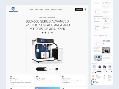 Scientific Lab Equipment Supplier Website - Product Details clean design landing page minimal scientific ui ux website