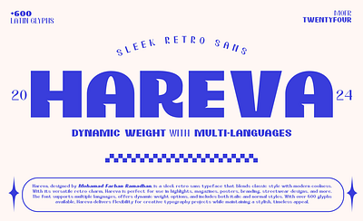 Hareva - Sleek Retro Sans branding design digital asset dynamic weight font font asset font preview graphic design illustration logo multilingual poster retro font retro modern retro serif retro type sleek modern type design typography ui