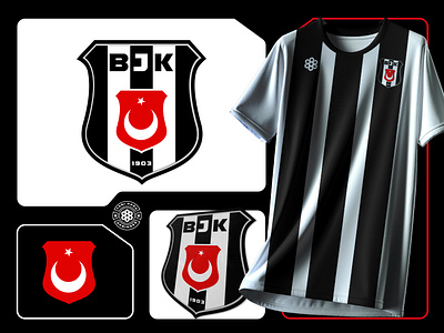 Besiktas Rebrand badge ball besiktas bjk black and white crest design football illustration logo rebrand soccer turkey ui