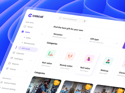 Saloon Service Dashboard app beauty beautyclinic clean dashboard ecommerce gift card management product saas saloon sell service skin care store ui design uiux ux webapp website