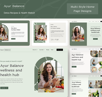 Detox Recipes & Health Website - Multi-Style Designs animation creativedesign designconcept designtrends detoxrecipes healthwebsite homepagedesign interactivedesign moderndesign multistyledesign prototyping ui uiux userinterface webdesign websitedesign websiteui wellnessdesign