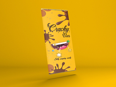 Cracky Bar - Chocolate Packaging animation branding brown chocolate cover dental design graphic design illustration logo logo design mockup packaging packaging design smile yellow