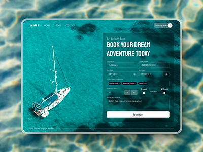 Booking Screen - Sailing Trip adventure book booking booking form clean contact desktop form green minimalist ocean sailing sea ship trip ui ui design uiux website