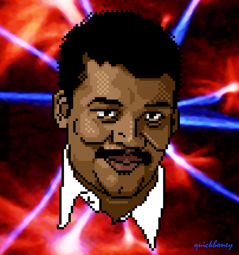 Neil deGrasse Tyson 8bit animation big pixel design funny illustration neil degrasse tyson pixel pixel art portrait science scientist