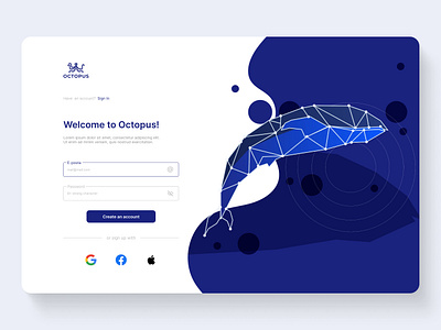 Daily UI 001 - Sign Up Octopus daily ui dailyui designshowcase interface design interfacedesign login page login screen loginpage loginscreen minimal design ui001 user interface userinterface ux design uxdesign visual design web design webdesign