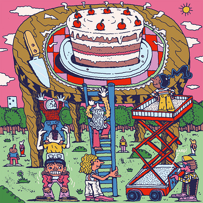 Melcher Oosterman for The NY Times cake climbing conceptual conceptual illustration editorial illustration fair pay humorous art humour illustration illustrationart illustrationartist illustrationzone illustrator ladder melcher oosterman reaching a goal unions workers workers rights workers unions