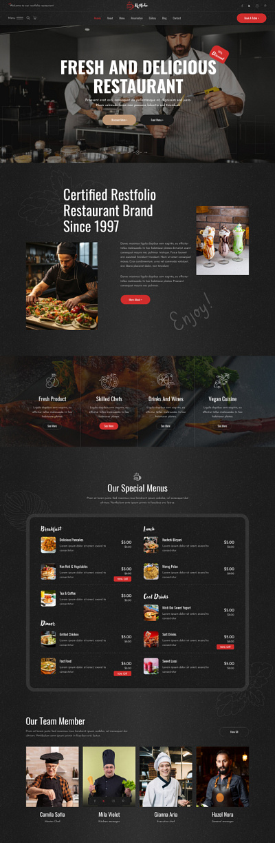 Restaurant figma template creative restaurant ui