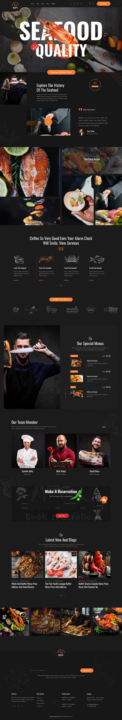 Seafood figma website business creative design ecommerce seafood ui