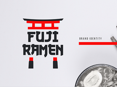 Fuji Ramen Brand Identity brand identity brandbook design branding chromatic range fuji graphic design illustration japanese restaurant logo design noodles design ramen ramen design soup packaging take away visual identity