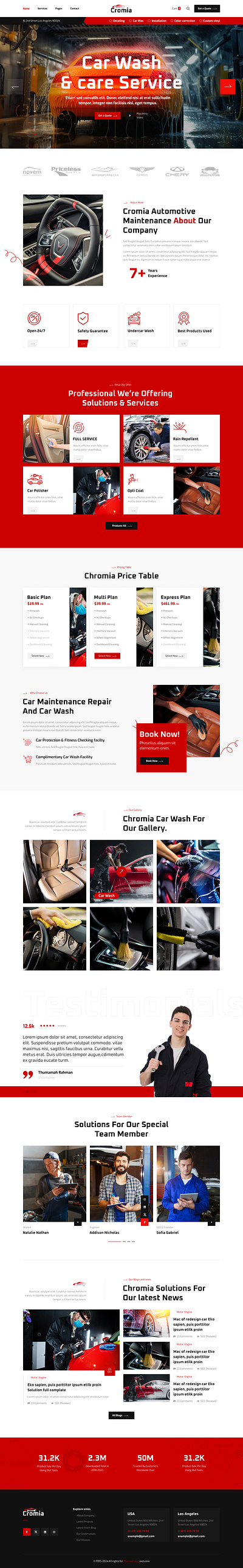 car wash website ui