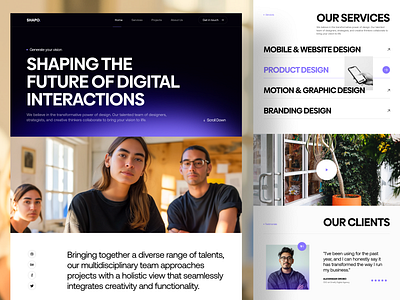 SHAPO - Digital Agency Website Homepage UI agency bold branding design landing page marketing minimal studio uiux user interface webdesign website