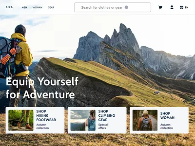 E-commerse landing page sport and travel clothes artwork design landing page search travel ui ux we webdesign webpage