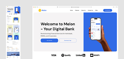 Melon - Digital Bank Landing Page app fintech landing page ui uiux web design