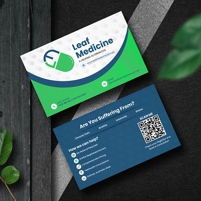 Leaf Medicine Business card design australia branding business card clean design illustration logo medicine modern ui ux vector visiting card