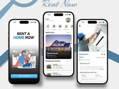 Rent Now - Home Rental Service UI/UX Design adobe xd app branding figma graphic design illustration logo rent service ui uiux