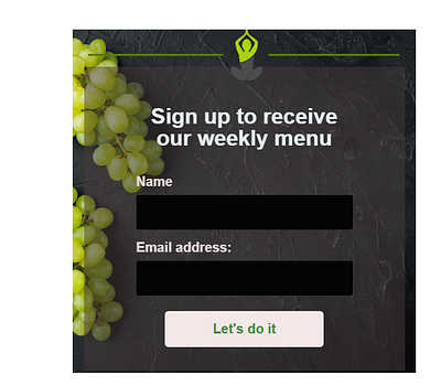 FORM PAGE FOR A RESTAURANT WEBSITE advertising design email campaign email list building email marketing form page