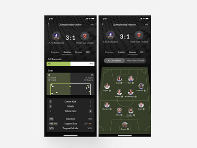 Football Score App app design daily ui design football football score live score product design statistics ui ui design ux design