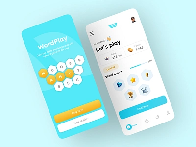 Game App ui (Wordplay) app design brain teaser app crossword puzzle game app mobile app mobile app design puzzle game puzzle game ui scrabble like game ui design user experience user interface ux design vocabulary app word challenge app word game word game ui word puzzle game word search game wordplay app