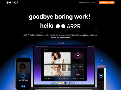 AR2R - Hero ai app arthur artificial branding device intelligence ios landing mobile mockup page web