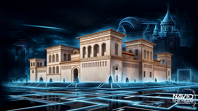 Holographic High Tech Middle Eastern City Concept - 8k 3d graphic design motion graphics