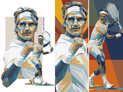 Roger Federer colorful fan art illustration inspirational legendary portrait portrait illustration sport sport player sports tennis tennisball vector vectorart