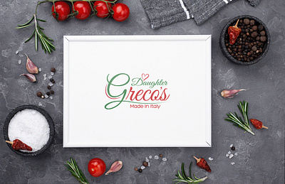 Greco's Daughter Restaurant - Logo Design branding cheese corporate identity design eggs graphic design gray green illustration italy logo logo design mockup packaging paper pizza red typograohy vegetables white