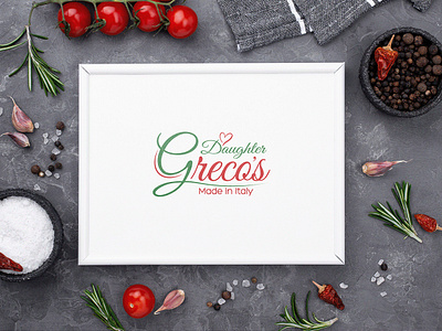 Greco's Daughter Restaurant - Logo Design branding cheese corporate identity design eggs graphic design gray green illustration italy logo logo design mockup packaging paper pizza red typograohy vegetables white