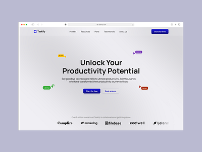 Taskify Hero Section - Task Management landing page design figma graphic design landing page product design ui website design