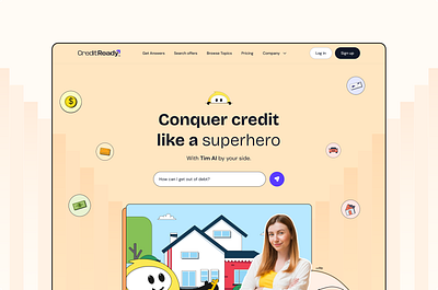 Credit Ready Home Page Interactions animation design design ui hero section interaction design landing page motion graphics motion ui prototype ui web prototype website ui