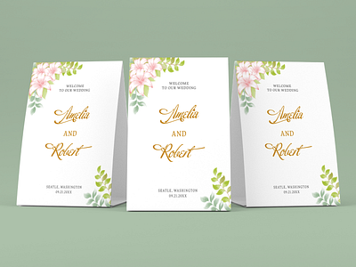 Watercolor Wedding Welcome Invitations Design Rustic Style boho bridal ceremony decoration flowers gold greeting invitations invite leaves marriage matrimonial nupital rose rustic save the date spouses watercolor wedding welcome