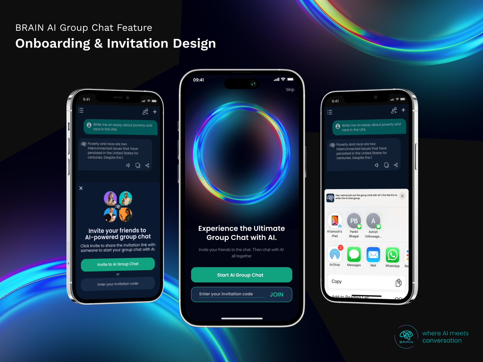 AI Group Chat - Onboarding & Invitation Design animation branding motion graphics ui