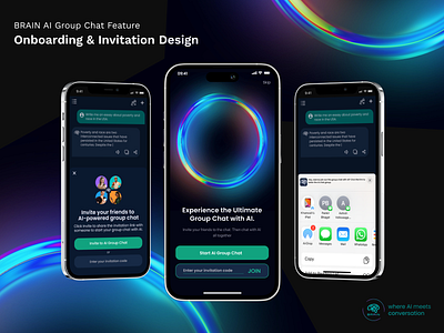 AI Group Chat - Onboarding & Invitation Design animation branding motion graphics ui