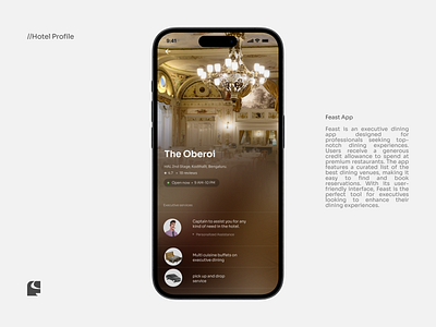 feast app | hotel profile screen 3d animation app design branding credit design dineout app dining dribble executive feast illustration ui uiux