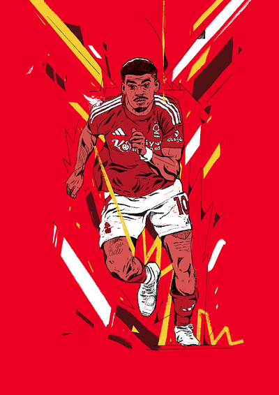 Morgan Gibbs-White - Cover illustration character community football football illustrated illustration illustration football illustrator morgan gibbs white nottingham nottingham forest people portrait portrait illustration procreate soccer soccer illustrated