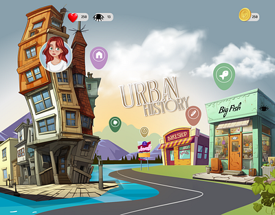 Urban history design detective game hidden object game illustration web